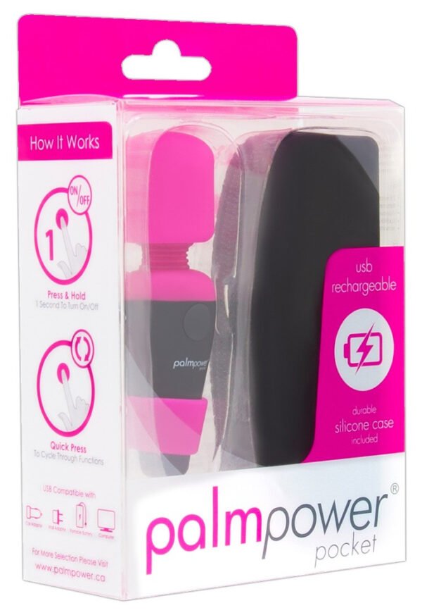 PalmPower Pocket Wand - nabíjecí masážní vibrátor (růžovo-černý)