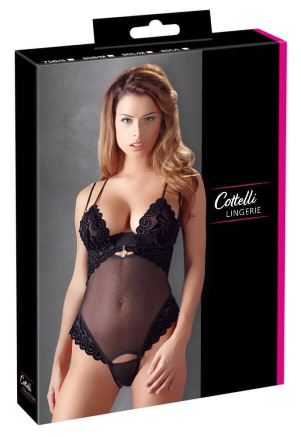 Cottelli String Body - sametové body (černé) - 80B/M