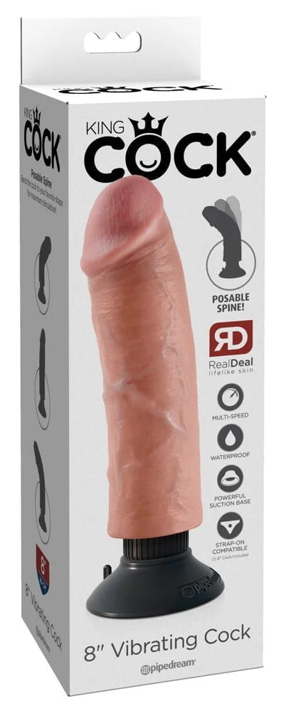 King Cock 8 - ohebný realistický vibrátor (25cm)