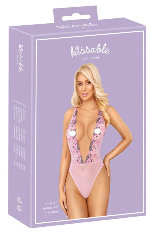 Kissable - vyšívané body (růžové) - L/XL