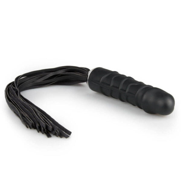 Easytoys Flogger - bičík a silikonový dildo 2v1 (černé)