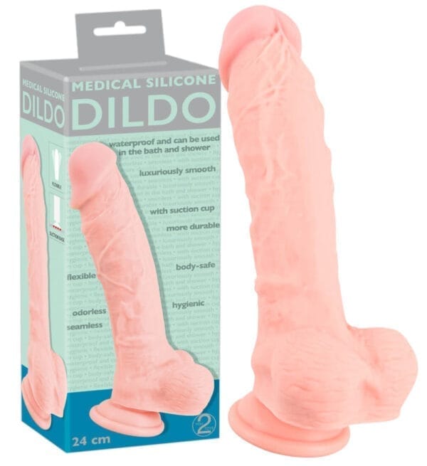 Lékařský silikonový dildo (24 cm) - naturální