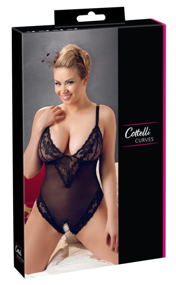 Cottelli Plus Size - krajkované body (černé)