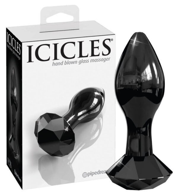 Icicles No. 78 - kónické skleněné anální dildo (černé)