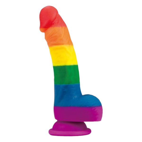 Lovetoy Prider - realistické tekuté silikonové dildo - 19 cm (duhové)