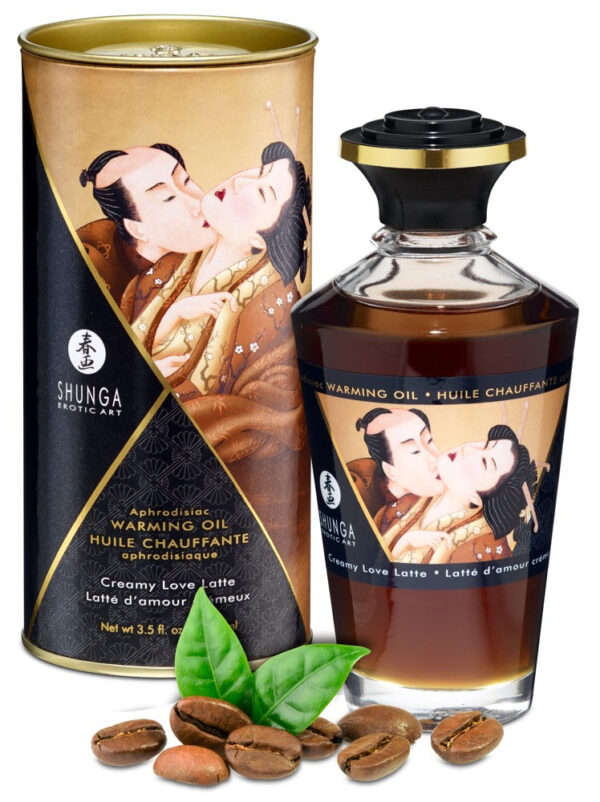 Shunga - hřejivý masážní olej - krémové latté (100 ml)