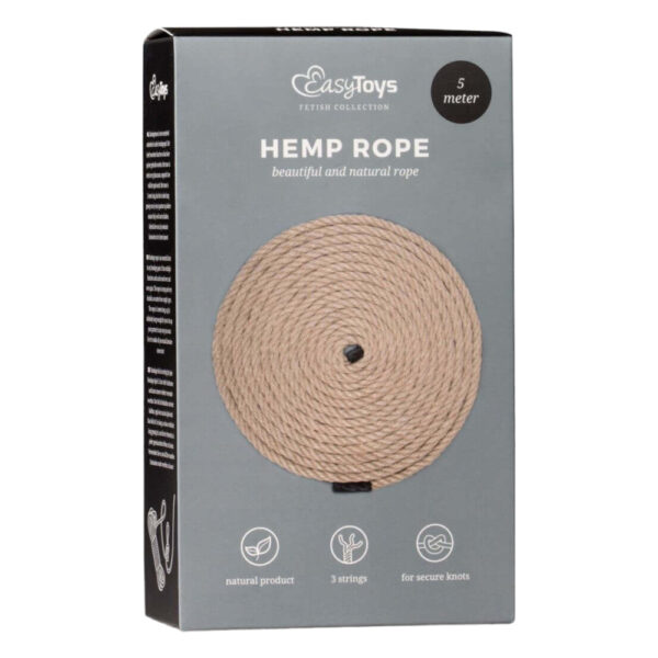 Easytoys Hemp Rope - bondage lano (5m) - přírodní barva