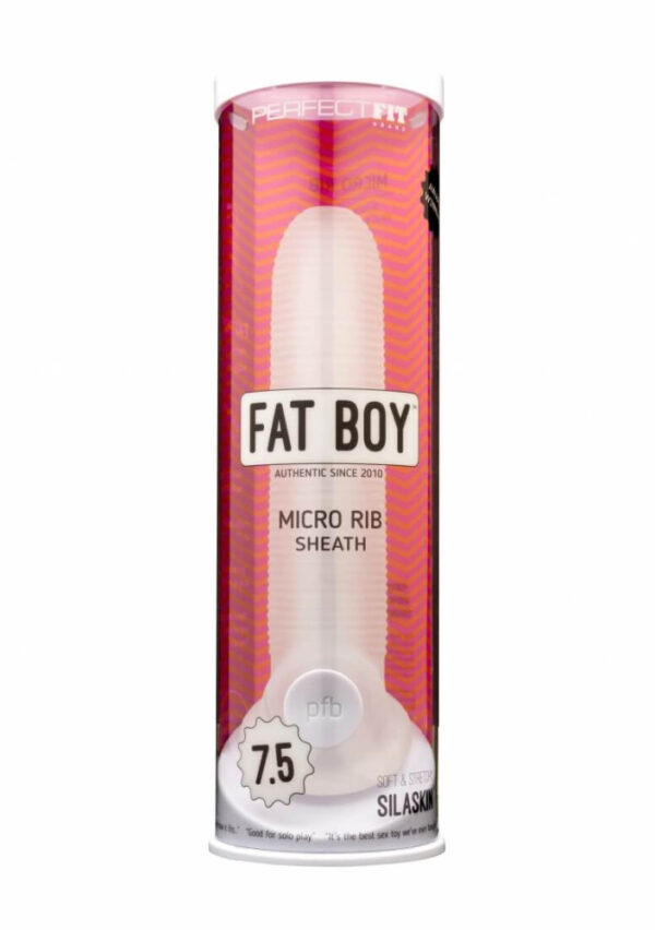 Fat Boy Micro Ribbed - návlek na penis (19 cm) - mléčně bílý