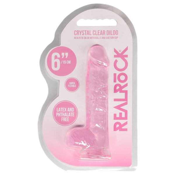 REALROCK - průsvitné realistické dildo - růžové (15cm)