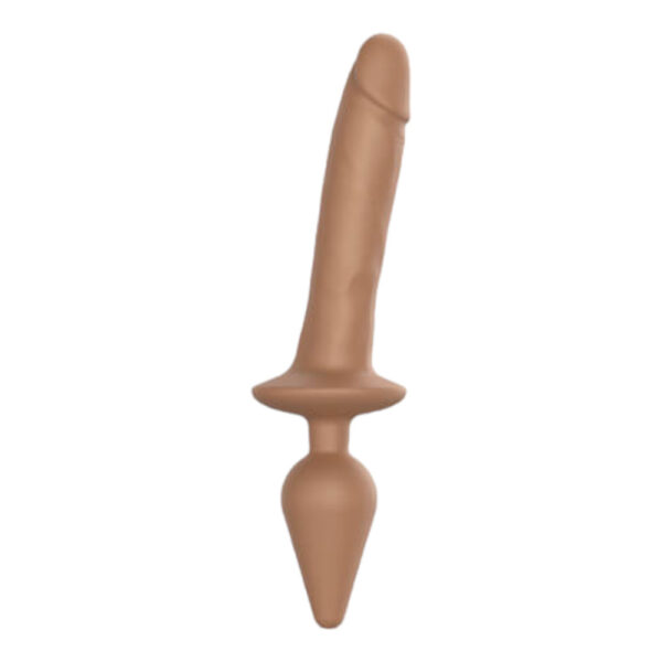 Strap-on-me Swith Realistic L - silikonové dildo 2v1 (tmavě přírodní)