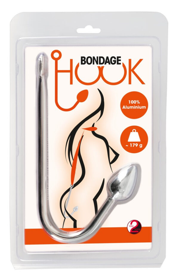 You2Toys Bondage Hook - hliníkový anální háček (179g) - stříbrný