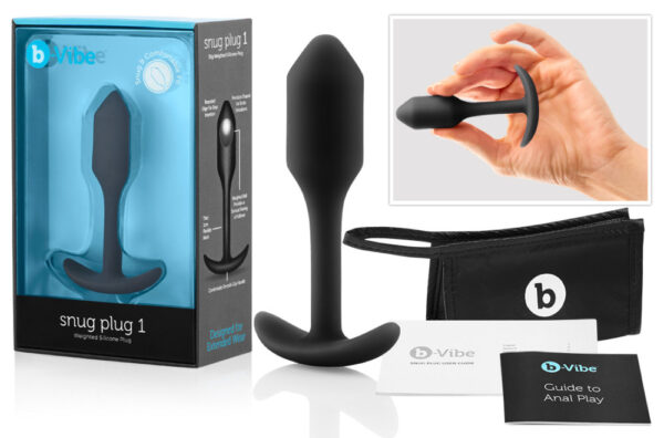 b-vibe Snug Plug 1 - anální dildo s vnitřním závažím (55 g) - černé