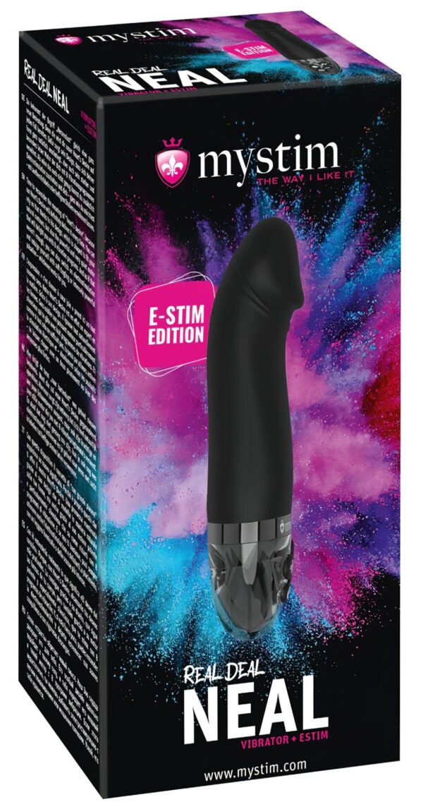 mystim Real Deal Neal E-Stim - dobíjecí elektro vibrátor na penis (černý)