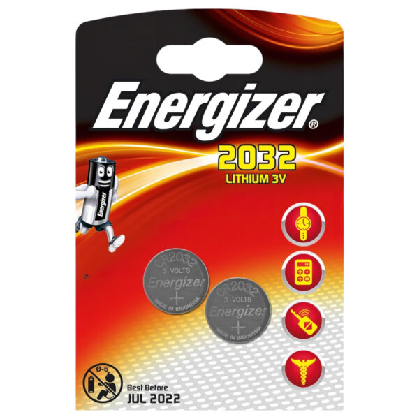 Energizer knoflíková baterie CR2032 (2 ks)