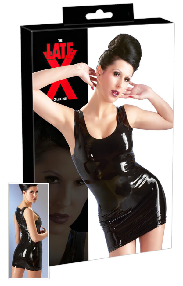 LATEX - mini šaty bez rukávů (černé) - 2XL