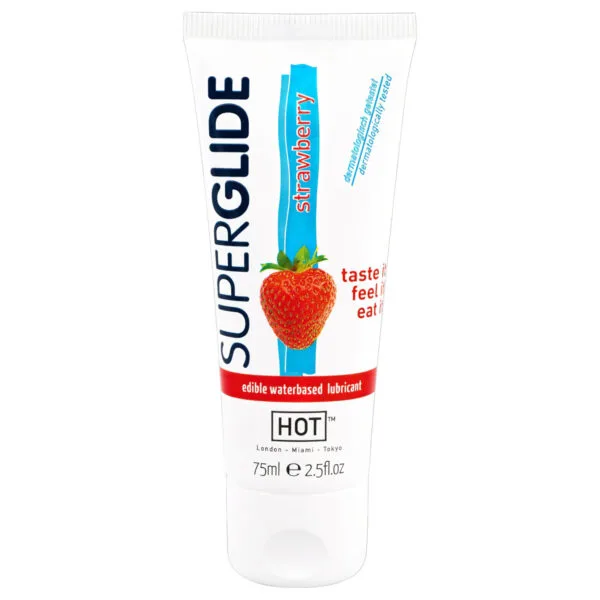 Jahodový lubrikant HOT Superglide – jedlý (75 ml)