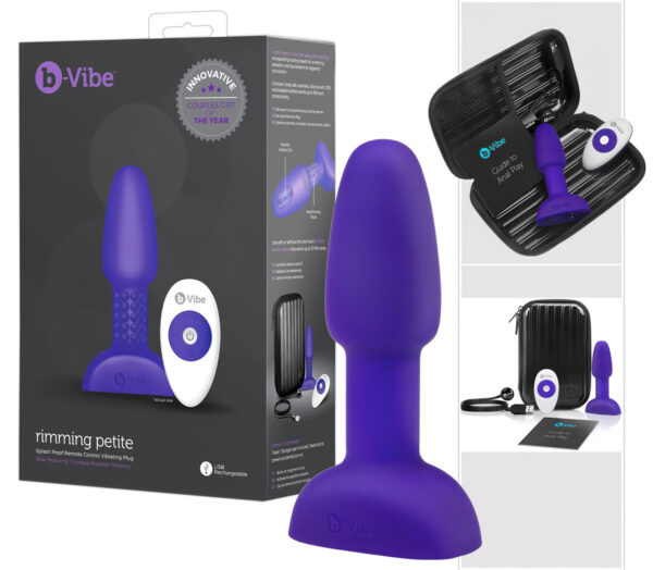 b-Vibe Rimming - rotující anální vibrátor s korálky (fialový)