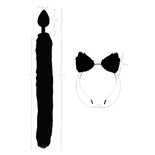 Bad Kitty - kočičí anální plug set - (černý)