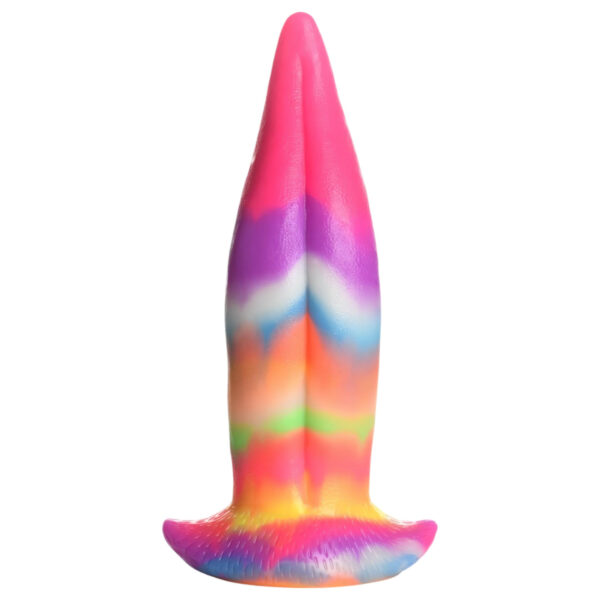 Svítící jazyk - silikonové dildo 21cm (duhové)