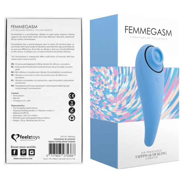 FEELZTOYS Femmegasm - akumulátorový 2v1 klitorální vibrátor (modrý)