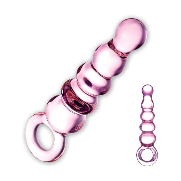 GLAS - skleněný anální korálek dildo (růžový)