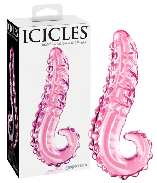 Icicles No. 24 - růžové skleněné dildo s žebrováním