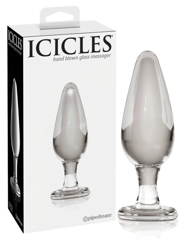 Icicles No. 26 - Kuželový anální plug ze skla (průhledný)