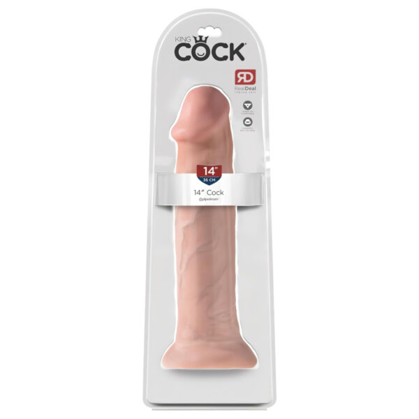 King Cock 14 - přísavný velký dildo (36 cm) - přírodní