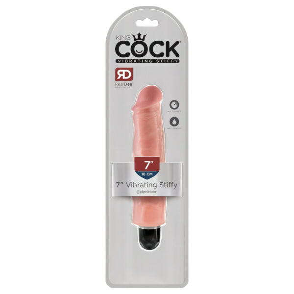 King Cock 7 Stiffy - vodotěsný realistický vibrátor (18cm) - přírodní