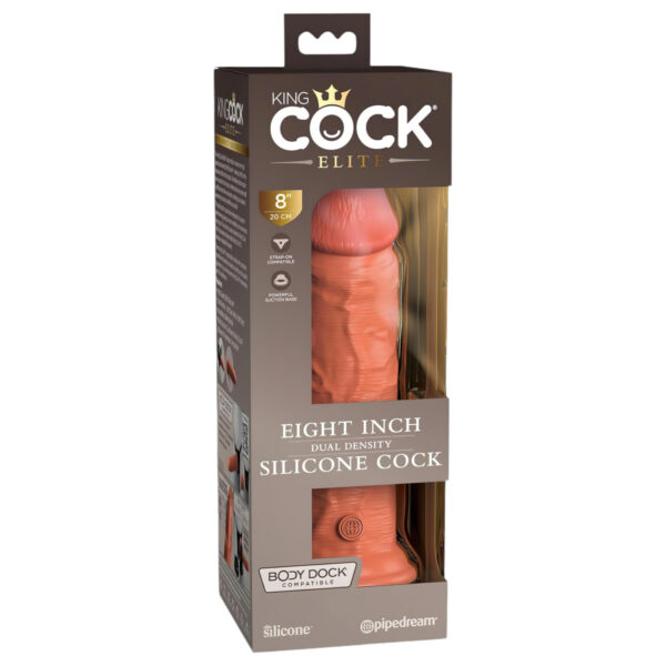 King Cock Elite 8 - přísavný dildo (20 cm) - tmavý přirodní