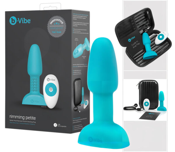 b-Vibe Rimming - rotační perlový anální vibrátor (tyrkysový)