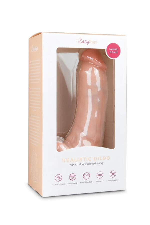 Easytoys - přísavkový dildó s varlaty (20cm) - přírodní