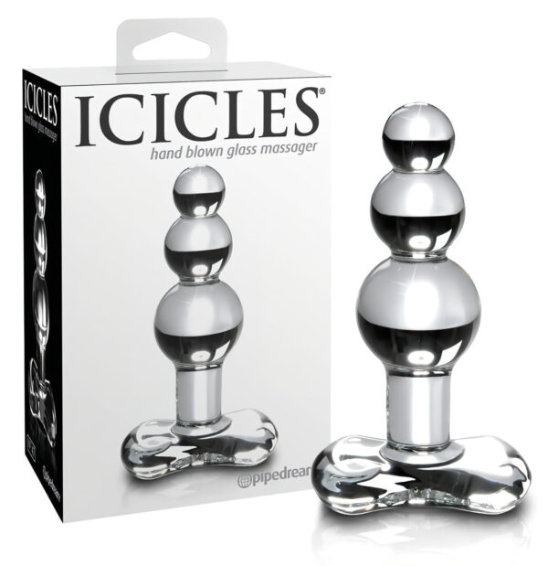 Icicles No. 47 - trojitý skleněný anální kolík (transparentní)