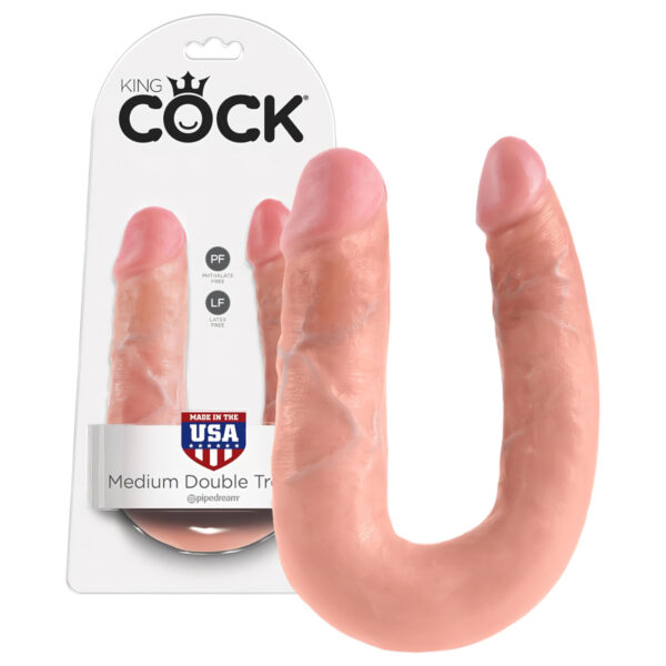 King Cock dvojitý dildo (střední) - přírodní