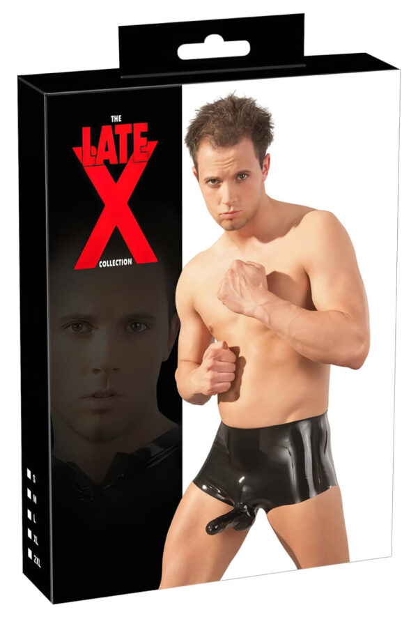 LATEX - boxer s penisovým návlekem (černý)