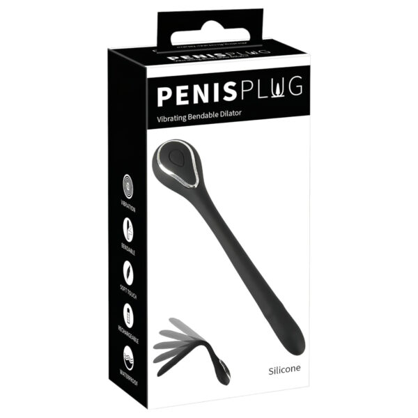 Vibrační penis plug černý - akumulátorový (1