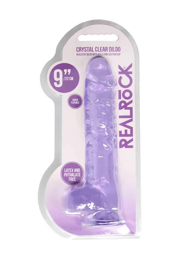 REALROCK - realistický průhledný dildo - fialový (22 cm)