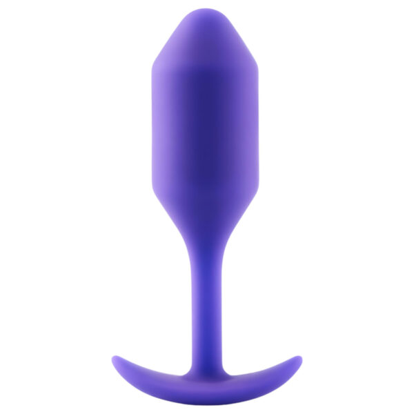 b-vibe Snug Plug 2 - fialový anální kolík s dvojím potěšením (114g)